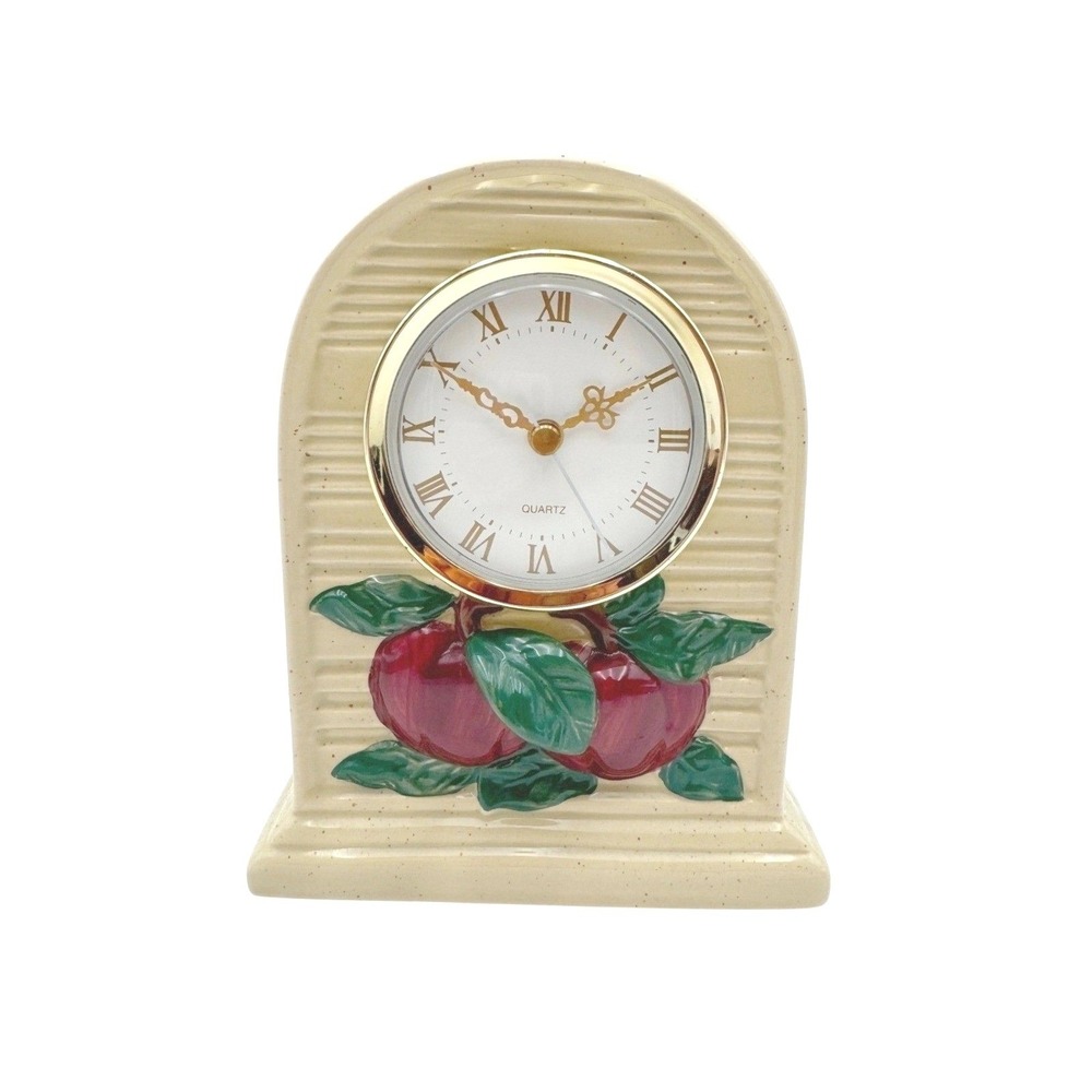 Vintage 90s Apple Clock Ceramic Farmhouse Country Decor 7"